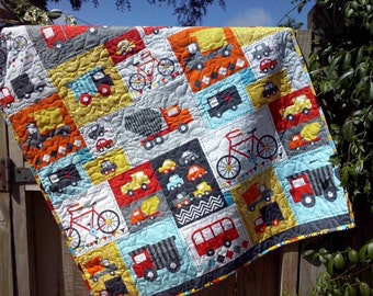 Boy Quilt, Trucks and Cars quilt, available in 3 sizes