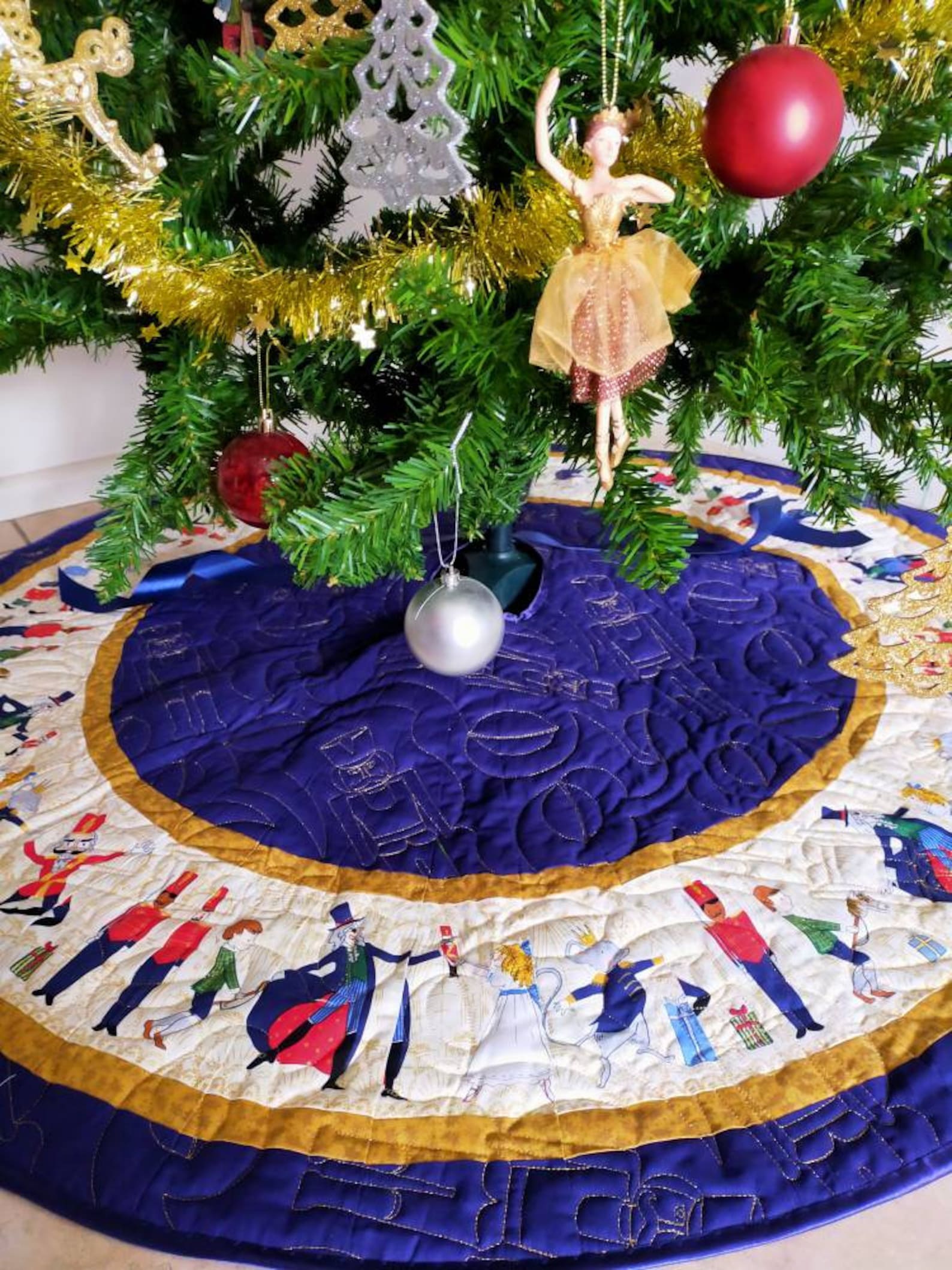 Nutcracker Charm Christmas Quilted Tree Skirt NCU0HTT121
