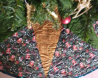 Extra Large Nutcracker Christmas Tree Skirt, Quilted  Tree Skirt.  72" wide