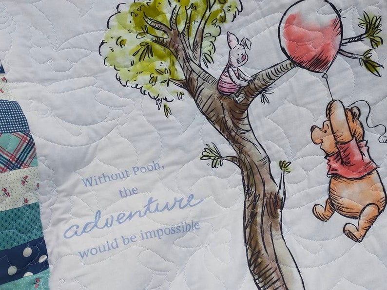Blue Baby Quilt Pooh Quilt Handmade Baby Blanket Etsy
