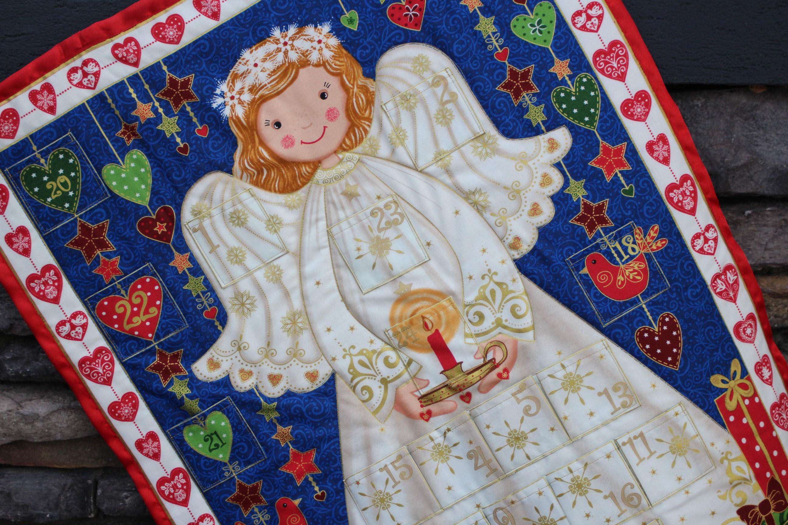 Angel Advent Calendar for Christmas with hanging sleeve. Etsy