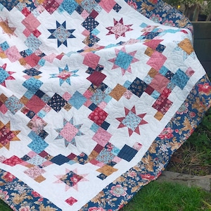 Star Quilt, Patchwork lap quilt or throw, 72 x 84