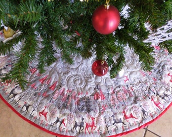 Christmas Tree Skirt, Scandinavian Decor, 50 inches wide