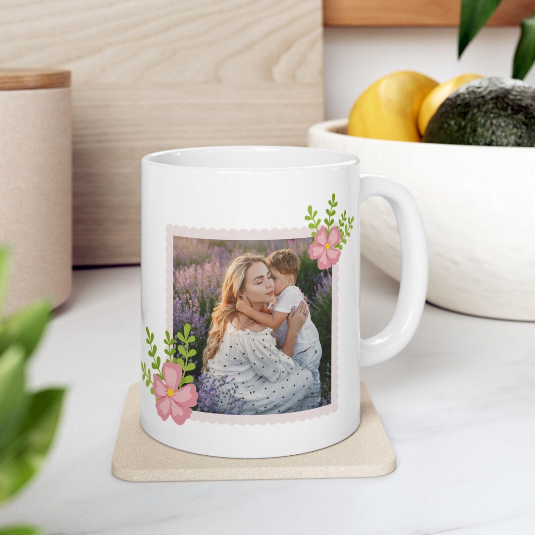 Floral Photo Frame Mug, Custom Mug. - Etsy