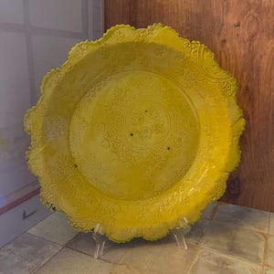 Handcrafted Deep Dish Pie Plate, 11-inch Ceramic Pie Pan with Maple Leaf & Sunflower Design — Perfect for Pies, Quiches, and Tarts