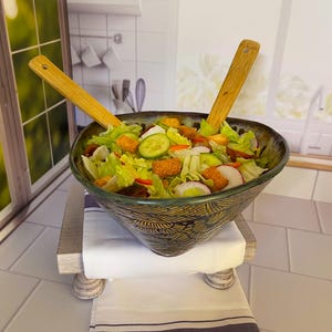 Ceramic Serving Bowl — Unique Triangular Stoneware Dish for Salads, Pasta, Rolls