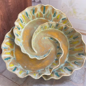 Handmade Ceramic Chip and Dip Bowl with Beach Vibes – Casual Party Serveware, Snack Tray for Game Night & Movie Night