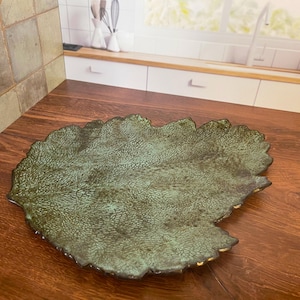 Elegant Large Sycamore Leaf Charcuterie Board — Textured Serving Platter, Meat & Cheese Plate, Appetizer Platter, Veggie Tray
