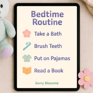 Bedtime Routine Chart Printable for Toddlers | Visual Schedule for Kids | Soft Pastel Routine Chart | Instant Download PDF
