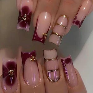 fall french nails /custom press on nails/ hand made press on nails/faux acrylic nails/ gel nails/ press on nail