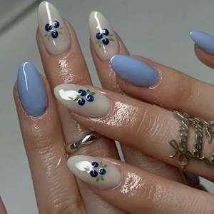 blueberry nails /custom press on nails/ hand made press on nails/faux acrylic nails/ gel nails/ press on nail