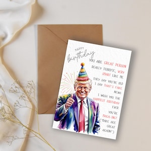 Printable Funny Trump Birthday Card, Digital Trump Happy Birthday, Funny Trump, Funny Birthday Wish, Humorous Political Birthday Trump Gift