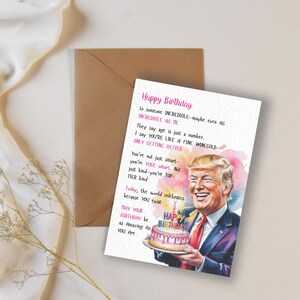 Grappige verjaardagskaart Donald Trump: politieke humor (afdrukbare digitale download)