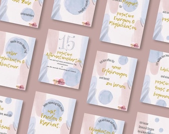 Positive Affirmation Cards | 15 Cards for Motivation, Self-Love & Mindfulness | Digital Product