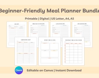 Weekly Meal Planner Printable Meal Plan Template Grocery List Meal Prep Planning Sheet Food Planning Organizer