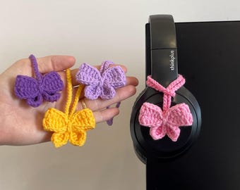 Crochet Bow Headphone Accessory, Crochet Headphone Accessory
