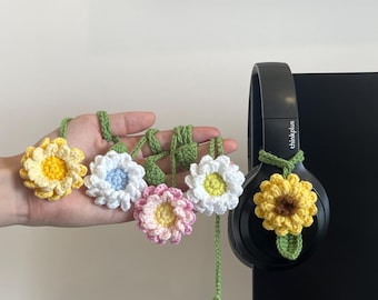 Crochet Flowers Headphone Accessory, Cute Crochet Headphone Accessory, Crochet Headphone Accessory
