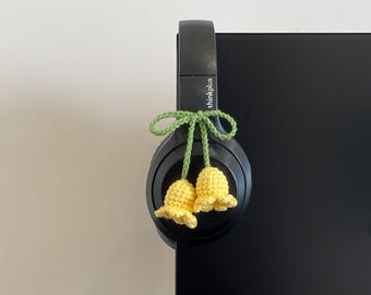Crochet Lily of the Valley Headphone Accessory, Cute Crochet Headphone Accessory