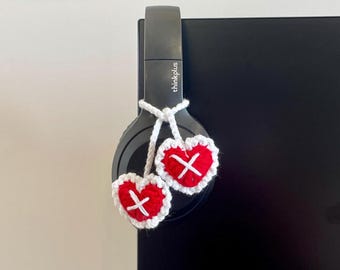 Crochet Heart Headphone Accessory, Cute Crochet Headphone Accessory