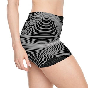 Trippy Biker Shorts, Black Festival Booty Shorts, Y2K Rave Outfit, EDM Techno Clothing, TikTok Aesthetic Bottoms