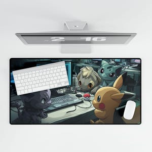Coding Pokemon-Inspired Desk Mat, Anime Gaming Mousepad, Programmer Desk Decor, Gamer Gift