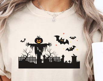 Halloween Scarecrow Shirt, Comfort Colors Halloween Tee, Scarecrow Tshirt, Spooky Season Gift, Spooky Fall Shirt, Scarecrow Halloween Gift