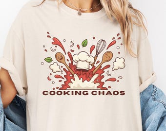 Cooking Chaos Shirt, Comfort Colors Funny Kitchen Mess Cooking T-Shirt, Chef Gift, Kawaii Foodie Long Sleeve, Cooking Lover Gift, Chef Shirt