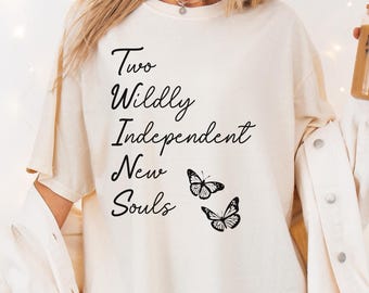 Two Wildly Independent New Souls Tee, Comfort Colors Twin Mom Shirt, Twin Pregnancy Announcement Tee, Expecting Twins Gift, Twin Baby Reveal