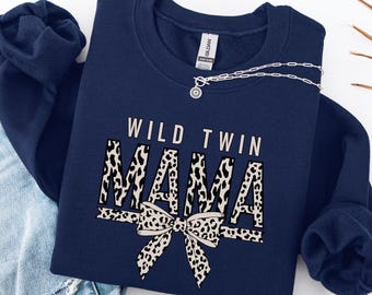 Wild Twin Mama Leopard Sweater, Twin Mom T-Shirt, Mama of Twins Sweatshirt, Expecting Twins Gift, Mother’s Day Gift