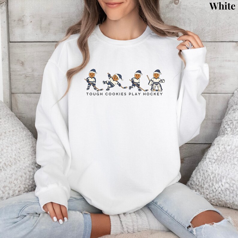 Tough Cookies Play Hockey T-Shirt, Comfort Colors Funny Holiday Hockey Shirt, Gingerbread Hockey Christmas Tee, Hockey Christmas Sweater image 11