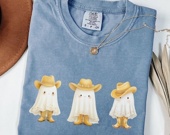Cowgirl Ghost Shirt, Comfort Colors Halloween Tee, Funny Ghost Tee, Western Cowboy Shirt, Cute Ghost Shirt, Spooky Season Tee, Cute Fall Tee