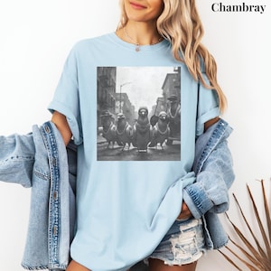Camiseta de paloma gánster, camiseta divertida de pájaro con colores cómodos, camiseta de pandilla de palomas, suéter divertido de pájaro, regalo divertido para él, camiseta de pájaro hip hop imagen 6