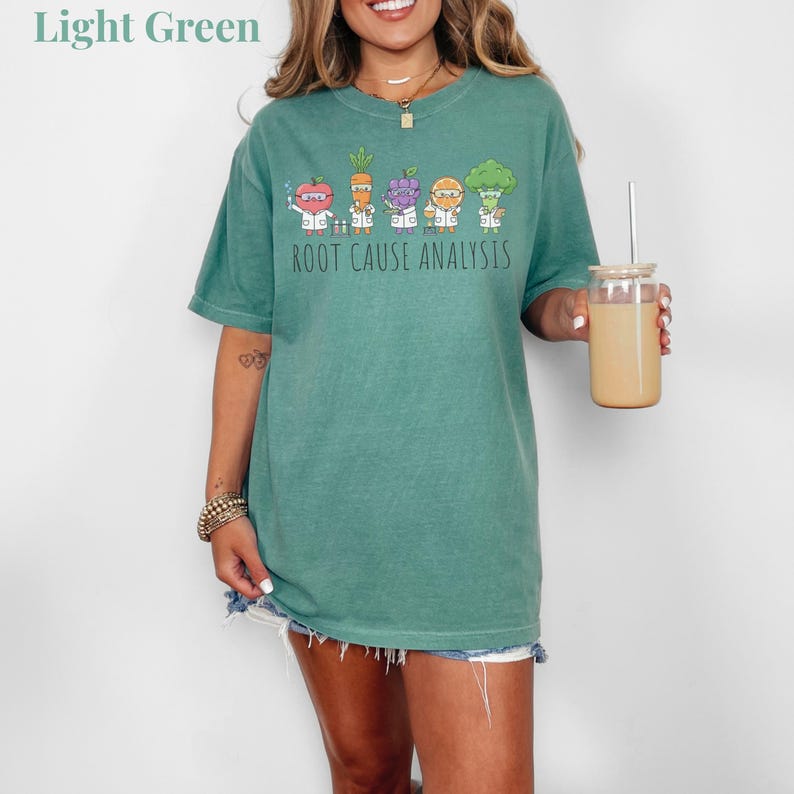 Root Cause Analysis Shirt, Comfort Colors Science Teacher T-Shirt, STEM Humor Sweater, Vegetable Scientist Shirt, Chemistry Teacher Gift Light Green