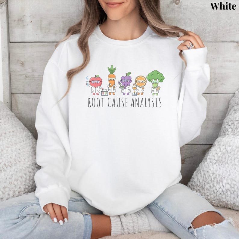 Root Cause Analysis Shirt, Comfort Colors Science Teacher T-Shirt, STEM Humor Sweater, Vegetable Scientist Shirt, Chemistry Teacher Gift White