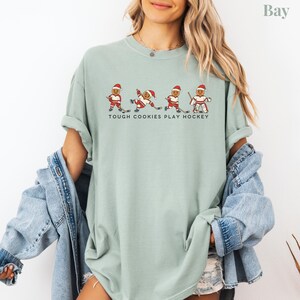 Tough Cookies Play Hockey T-Shirt, Comfort Colors Funny Holiday Hockey Shirt, Gingerbread Hockey Christmas Tee, Hockey Christmas Sweater Bay