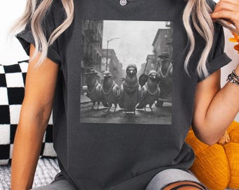 Gangster Pigeon Shirt, Comfort Colors Funny Bird T-Shirt, Pigeon Gang Shirt, Funny Bird Sweater, Funny Gift for Him, Hip Hop Bird Shirt