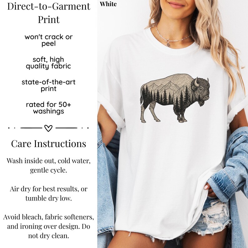 Camiseta rústica de bisonte, camiseta de naturaleza con colores cómodos, camiseta de vida silvestre en la montaña, regalo para papá, camiseta de senderismo al aire libre, camiseta de camping imagen 9