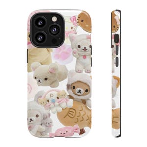 Cover per telefono kawaii di Hello Kitty e Rilakkuma - estetica collage Y2K, rosa tenue, per iPhone. immagine 6