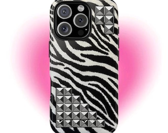 studded zebra print phone case - y2k edition