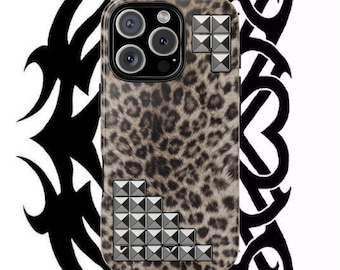 studded leopard print phone case