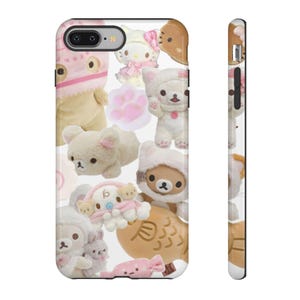 Cover per telefono kawaii di Hello Kitty e Rilakkuma - estetica collage Y2K, rosa tenue, per iPhone. immagine 10