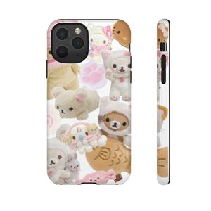 Cover per telefono kawaii di Hello Kitty e Rilakkuma - estetica collage Y2K, rosa tenue, per iPhone. immagine 7