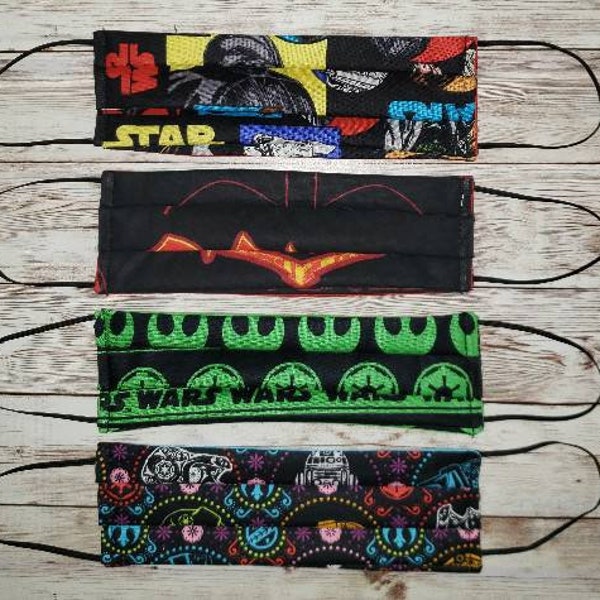 New Baby Yoda Darth Vader Star Wars Washable Reusable Fabric Face Covering Pleated Mask Cotton Two Layer Men Woman Adult Kids