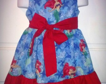 Sleeveless Summer Dress Disney Little Mermaid Princess Ariel Boutique 12/18M 24M/2T 3T/4T 5/6 Pageant New