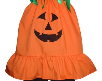 Pillowcase Dress & Pants Set Pumpkin Jack o Lantern Halloween Costume Boutique 12/18M 24M/2T 3T/4T 5/6 Pageant New