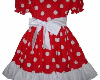 Minnie Mouse Red and White Polka Dots Costume Dress Boutique 12/18M 24M/2T 3T/4T 5/6 Pageant New