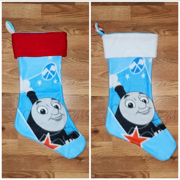 Custom Handmade Thomas The Train Holiday Christmas Stocking w/ White or Red Cuff New