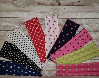 Washable Reusable Fabric Face Dust Mask Cotton Two Layer Polka Dots New Man Woman