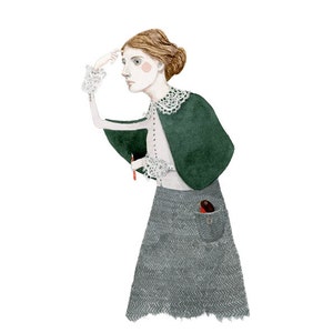 Virginia Woolf Portrait Kunstdruck Giclée Zeichnung Illustration 8 x 11