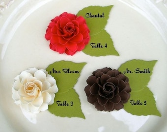 set of 50- Made To Order Wedding Custom Color ESCORT CARDS The Rosetta Paper Flowers Place Cards